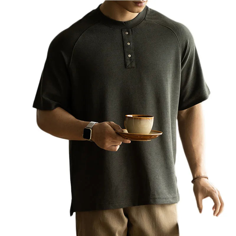 Women's casual loose top with terry texture fabric and raglan sleeves in three colour options