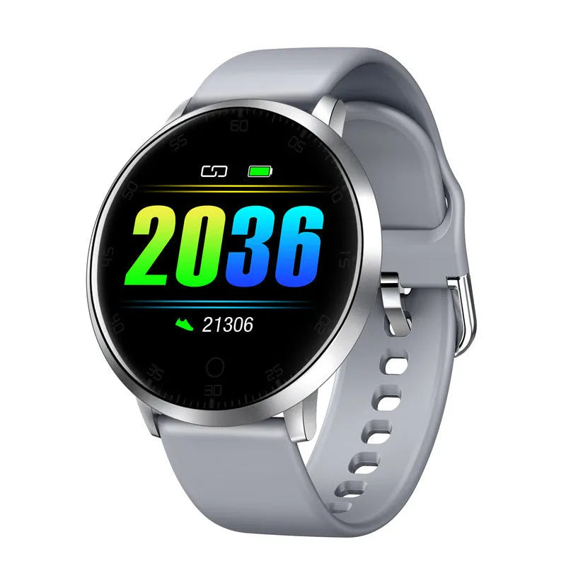 Ultra-thin waterproof smart health bracelet with 1.3-inch touch screen in black, gold, and silver colour options