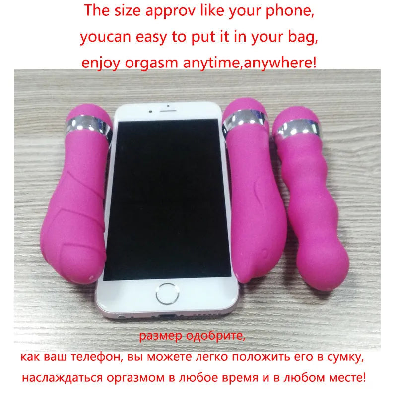 Six styles of mini realistic dildo vibrators for women on display