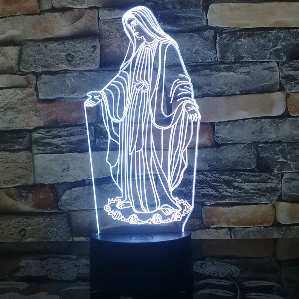 3D stereoscopic dual-ring LED night light with colour changing effects on an ABS base.