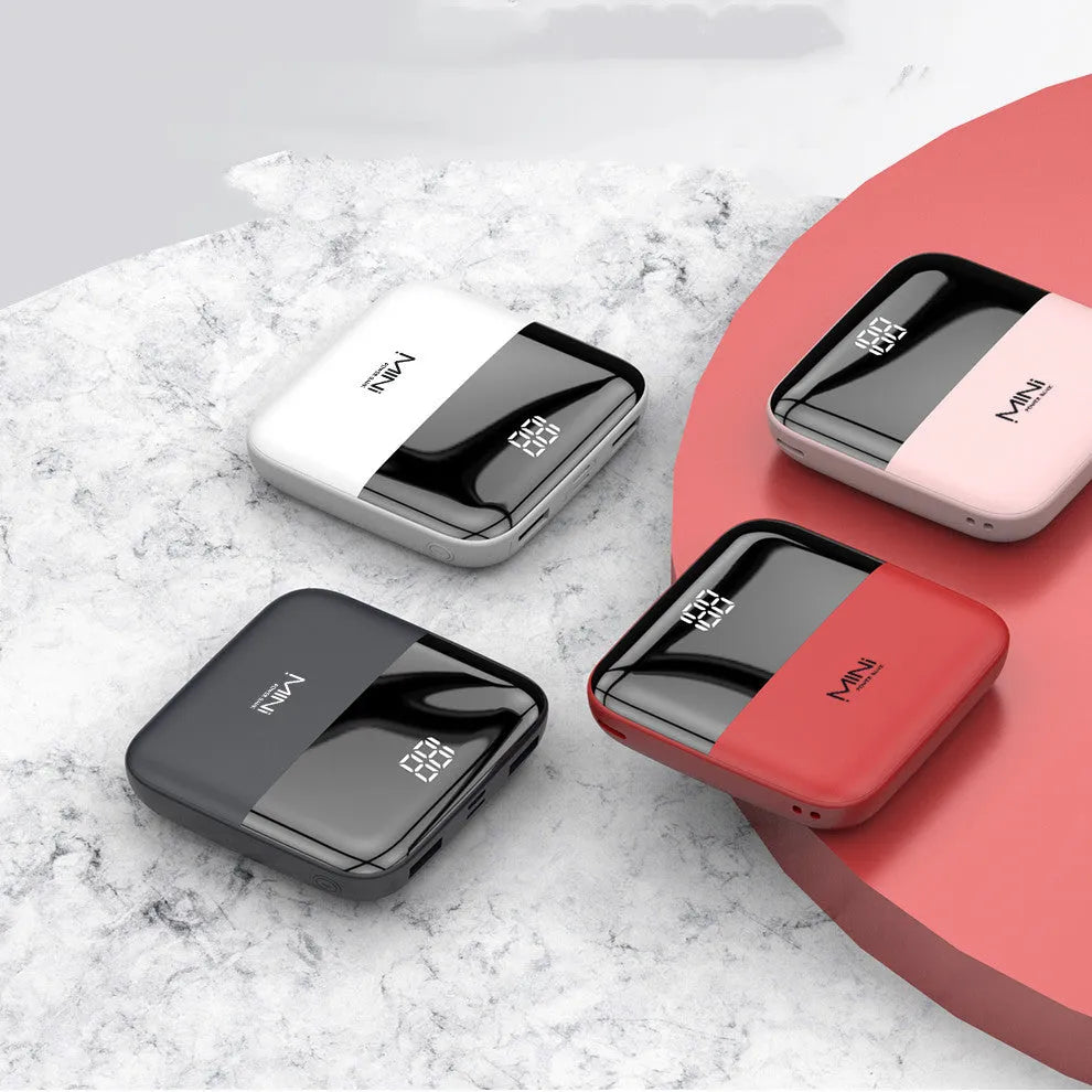 Android 10000mAh portable power bank with digital display and dual USB charging ports