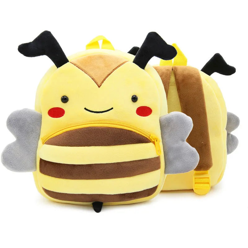 Small cloth animal backpack for kindergarten children, 26.5x24x10.5cm, with zipper pocket, available in multiple colours
