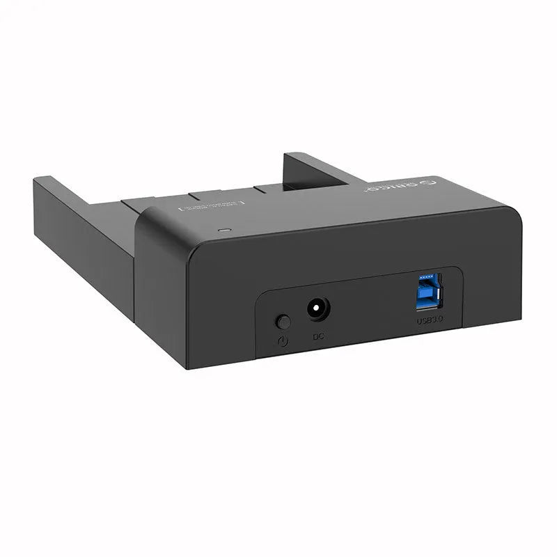 Black plastic hard drive enclosure box for 2.5-inch and 3.5-inch SATA hard drives with USB cable