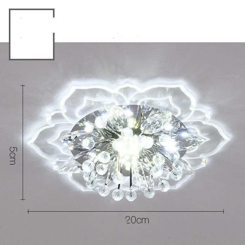 Modern crystal ceiling lamp with flower-shaped shade and LED lighting