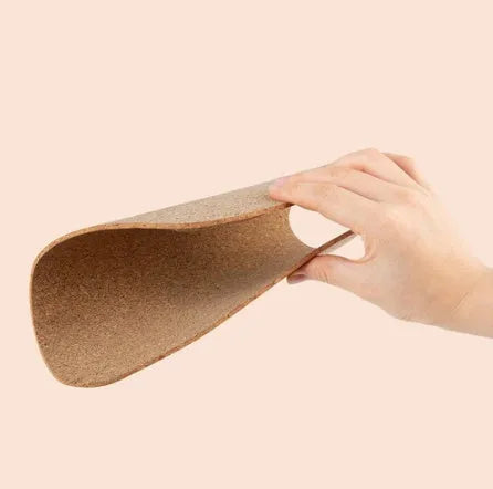 Acorn Natural Cork Wrist Mouse Pad in carbonised finish with visible wrist support, 210x265mm