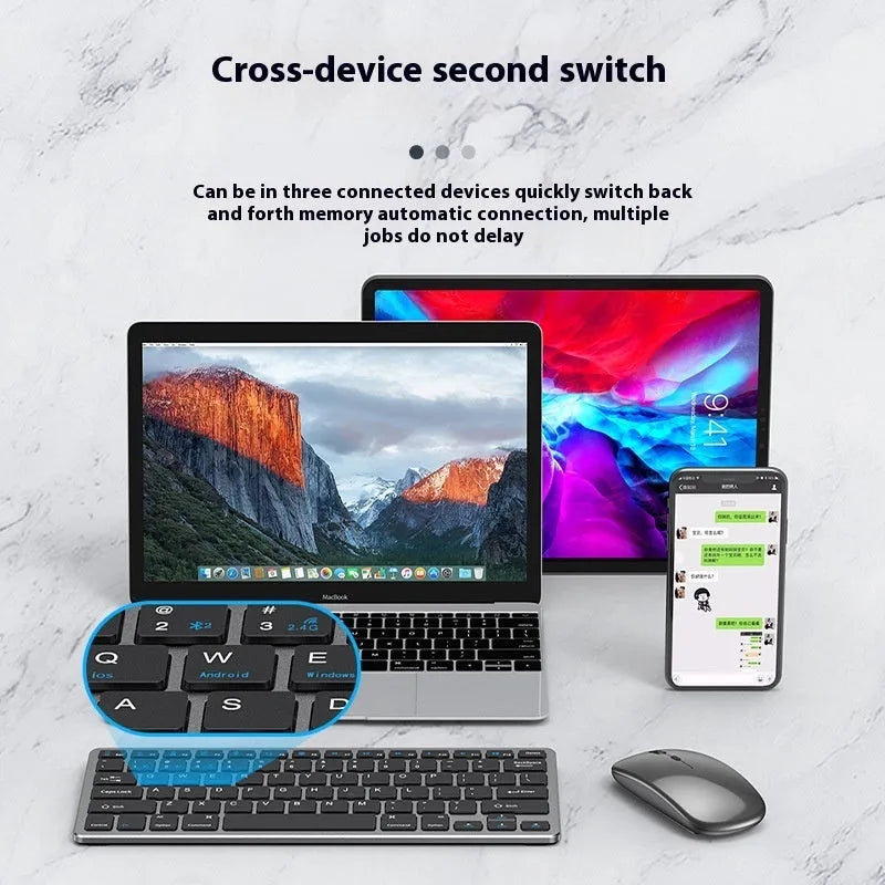 Ultra-thin wireless keyboard and mouse suit in black, gun colour, or silver with keyboard cover