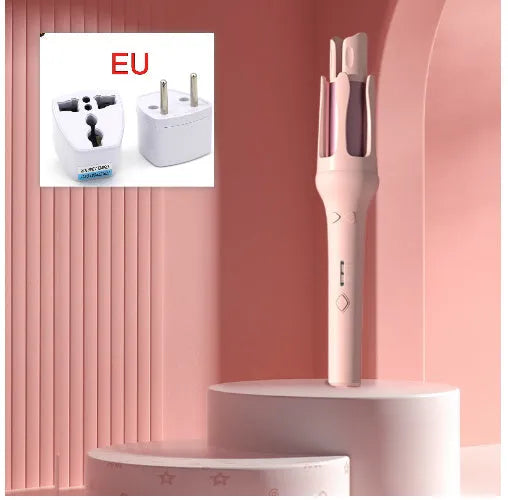 White automatic hair curler with 32mm barrel and AC power plug