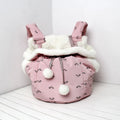 Winter pet carrier backpack in blue and pink made of soft flannel for cats and dogs