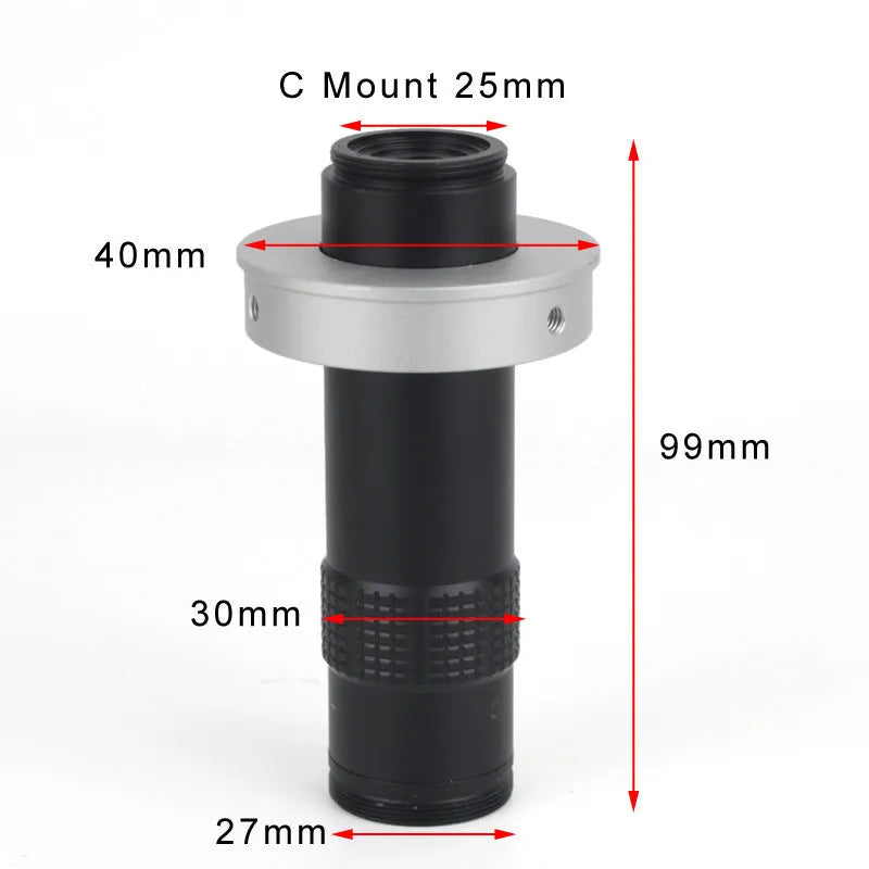 Black cylindrical industrial camera monocular lens for high-magnification inspection