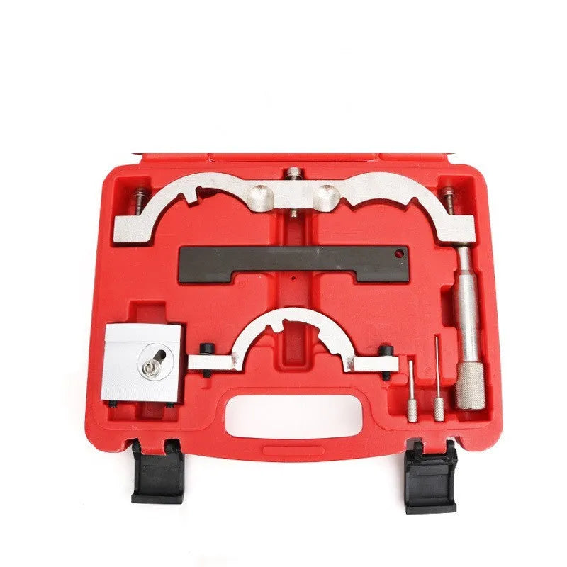Red chrome-vanadium steel timing tool set for Opel 1.4 Oncla LUJ engine, 7 pieces.