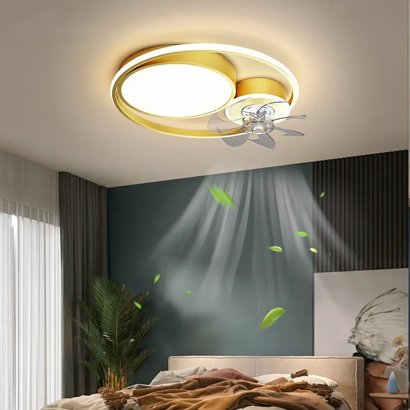 48cm overhead fan light with metal blades and acrylic lampshade in European style design