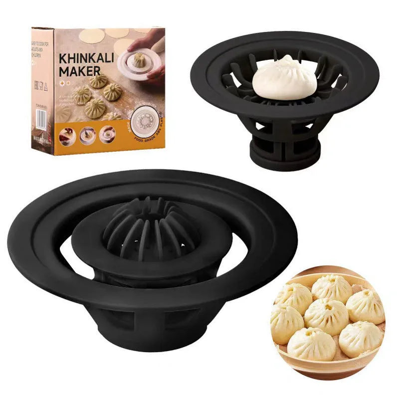 Black Jinkali 4-piece steamed bun and dumpling mould set for kitchen use
