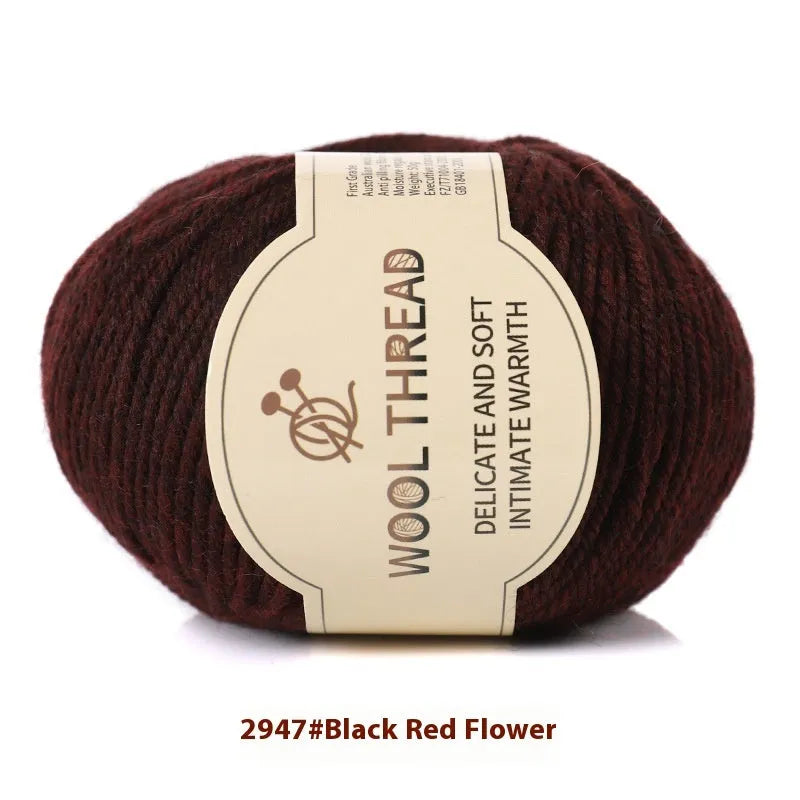 Roll of domestic wool knitting yarn for 10 needles in various colours including green, red, and blue