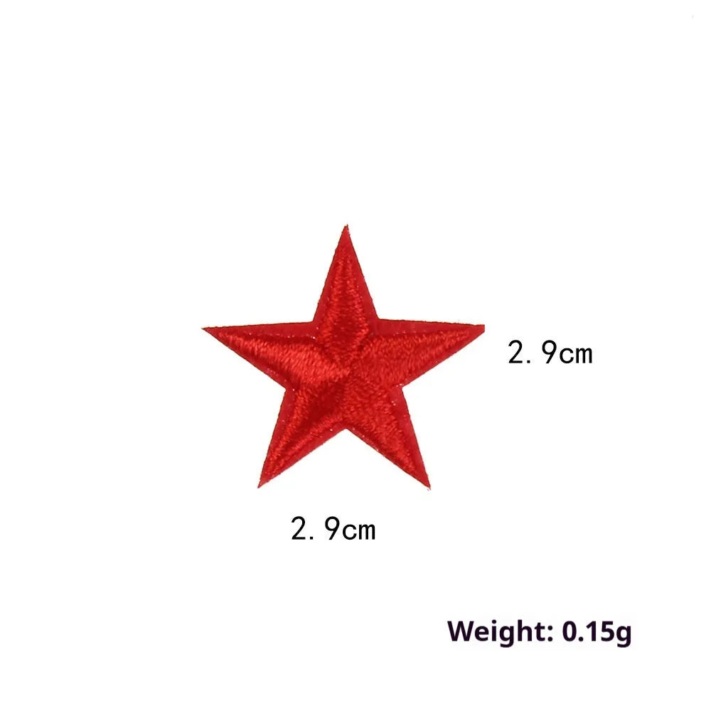 Five-pointed star embroidery label cloth stickers in assorted colours for clothing decoration