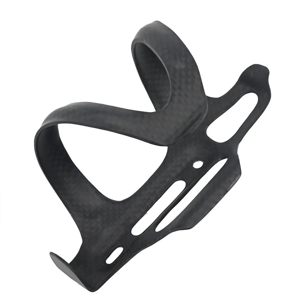Black all-carbon fibre bicycle water bottle cage for road and mountain bikes