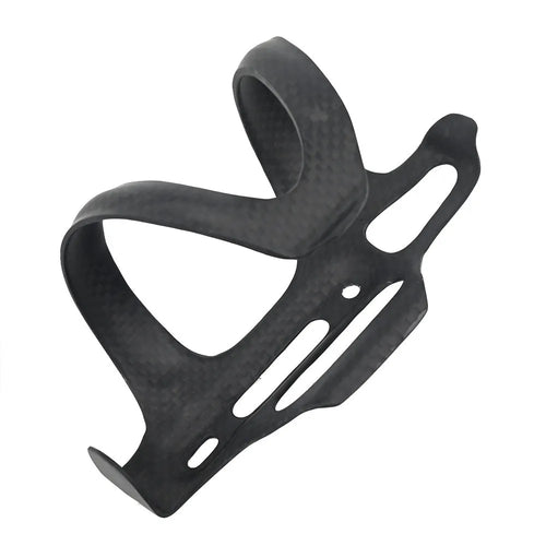 Black all-carbon fibre bicycle water bottle cage for road and mountain bikes