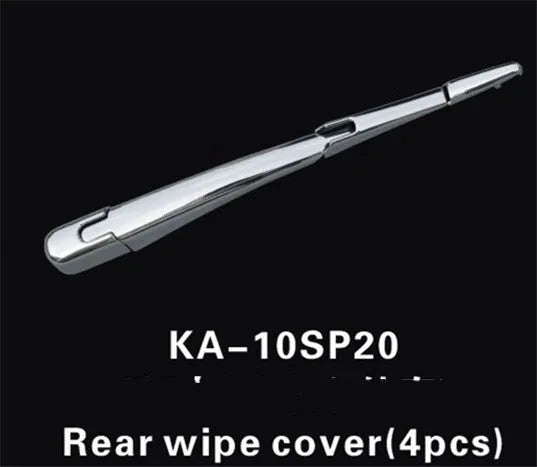 Set of four silvery ABS plastic rear wiper cover trims for 2010 Hyundai cars.