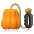 Bite Molar plastic dog toy in single pumpkin colour with rope attachment for outdoor fetch games