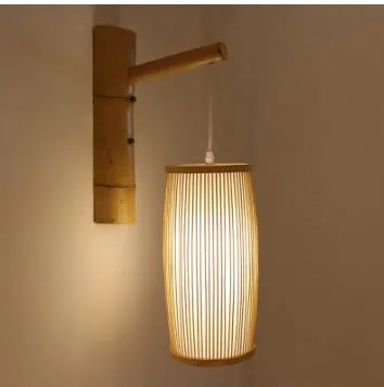 Natural bamboo plait decoration lamp with E27 holder for hallway and staircase lighting