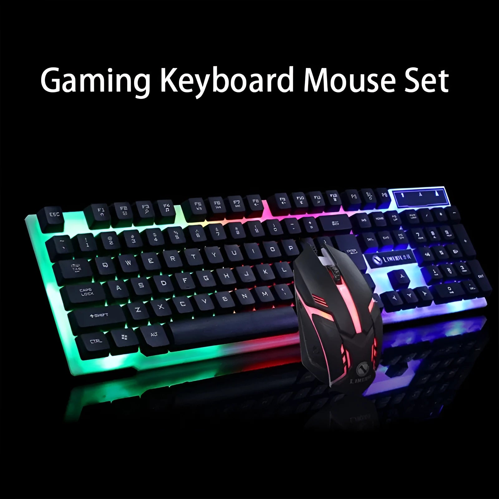 GTX300 wired USB gaming keyboard and mouse set in black or white with colour backlit keys