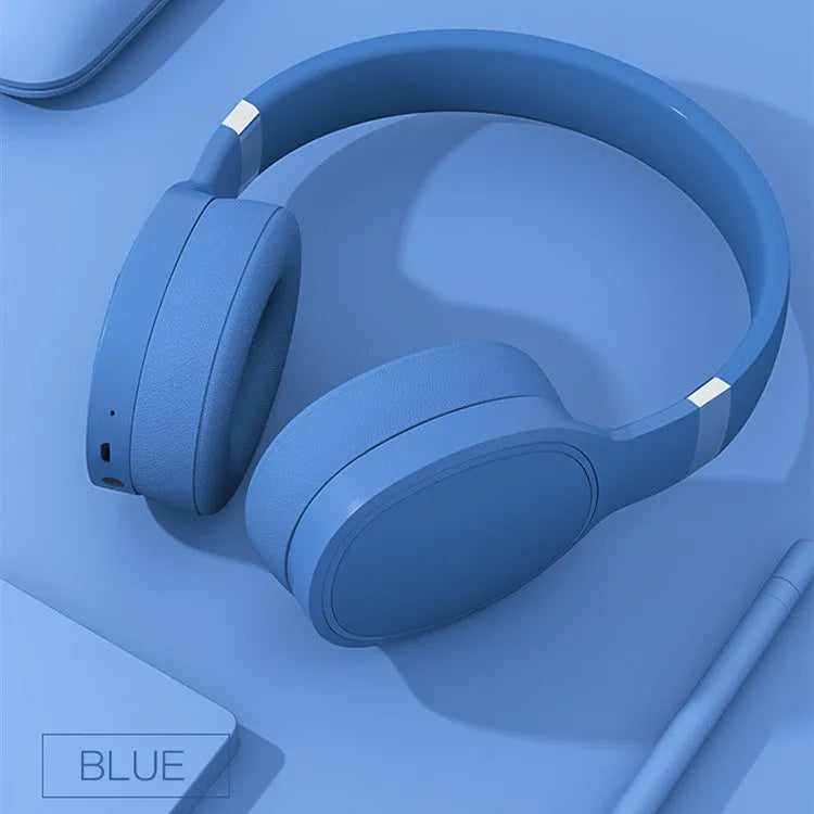 Bluetooth 5.0 wireless headset in black, blue, grey, or white with 40mm speakers
