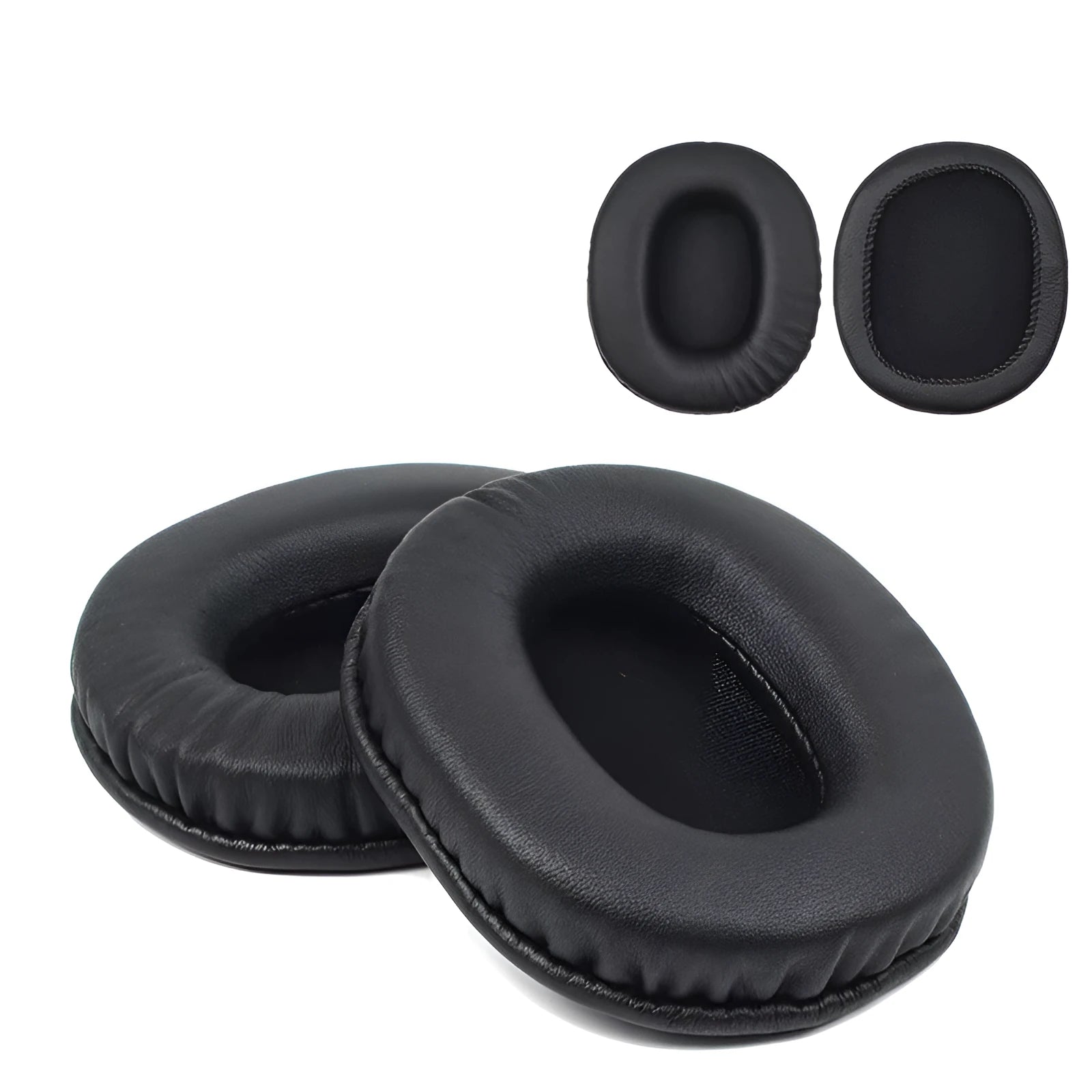 Black PU leather replacement ear pads for Sony WH-1R headphones, two-piece set