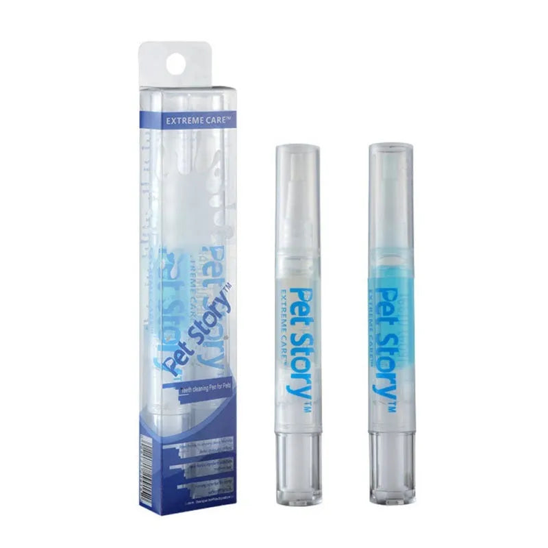 Pet tooth whitening pen kit for dogs and cats with two 5ml pens and soft brush head