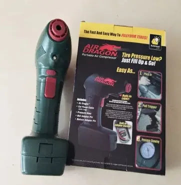 Portable car tyre electric pump with motor and air pump components for emergency inflation