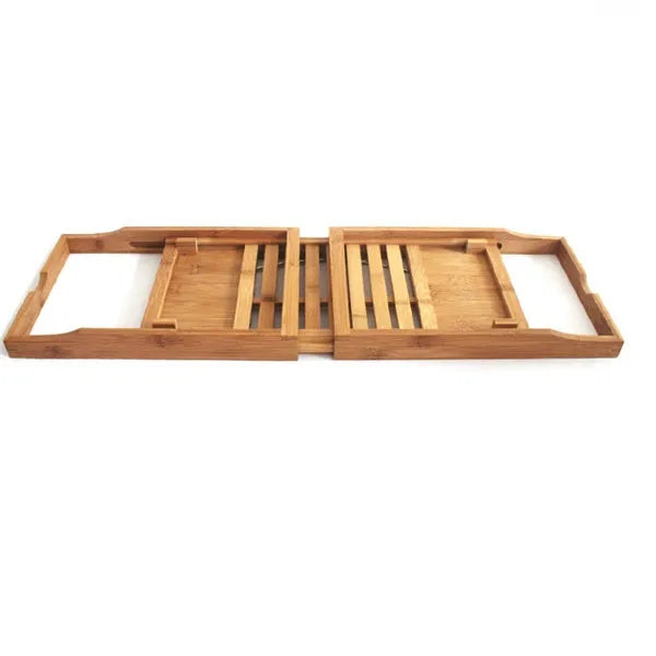 Bamboo bathtub frame desktop storage shelf with one tier for bathroom organisation