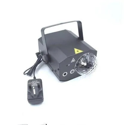 Black LED laser magic fan stage lighting unit with dual laser projection and RGB LED effects