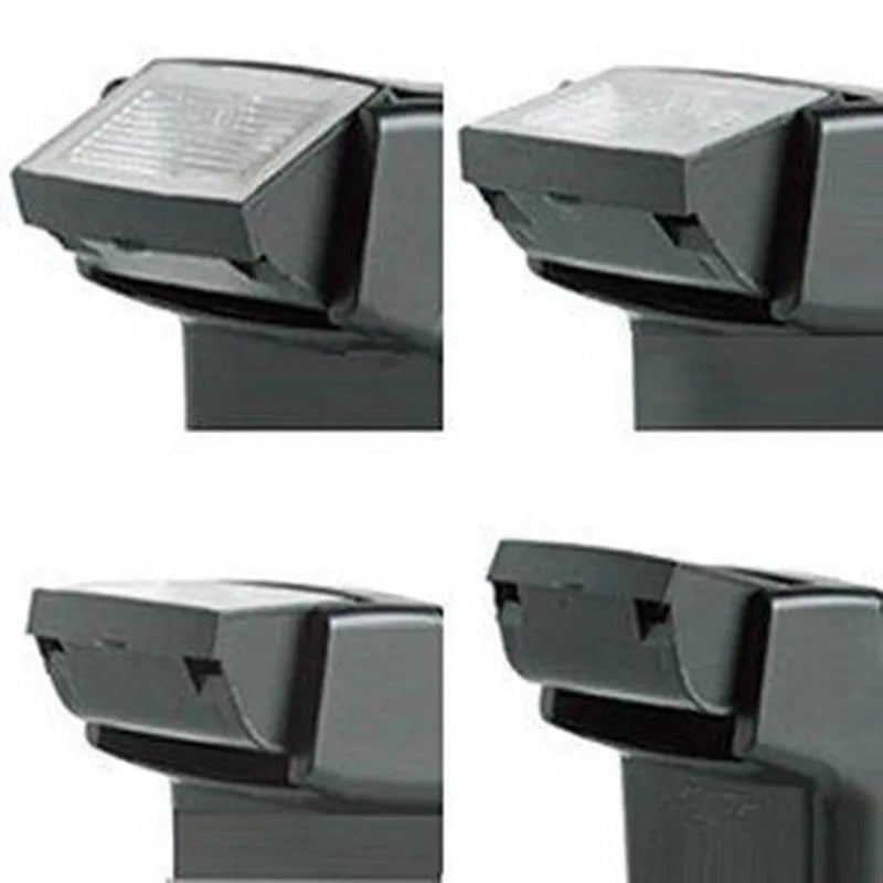 Compact SLR camera flash unit with its head tilted upwards, showing hot shoe mount.