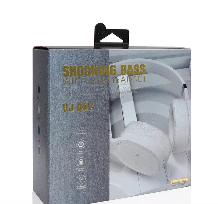 Bluetooth 5.0 wireless headset in black, blue, grey, or white with 40mm speakers