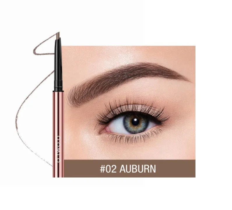 Eyebrow make-up pencil set showing six colour shades in slim pencil design with colour box packaging