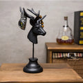 Natural resin animal sculpture decoration in black, white or wood colour, 13x15x32cm dimensions