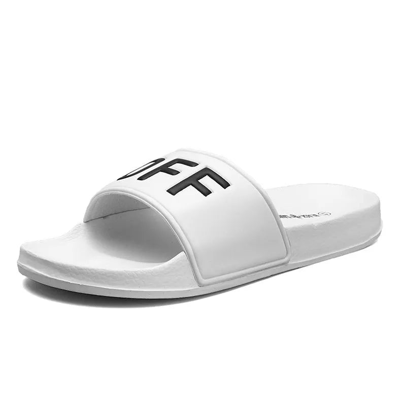 Men's black personalised open toe slippers with rubber sole showing size options