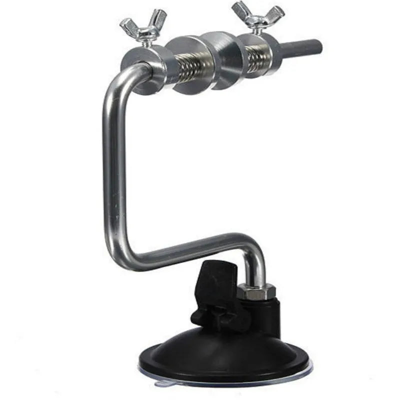 Silver aluminium fishing reel winder line spooler with adjustable tension and suction cup base