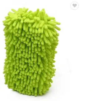 Silvery green chenille microfiber car wash sponge measuring 14 by 25 centimetres