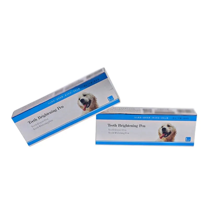 Pet tooth whitening pen kit for dogs and cats with two 5ml pens and soft brush head