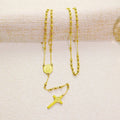 Stainless steel cross pendant necklace in golden colour with a priest pendant design on a simple chain