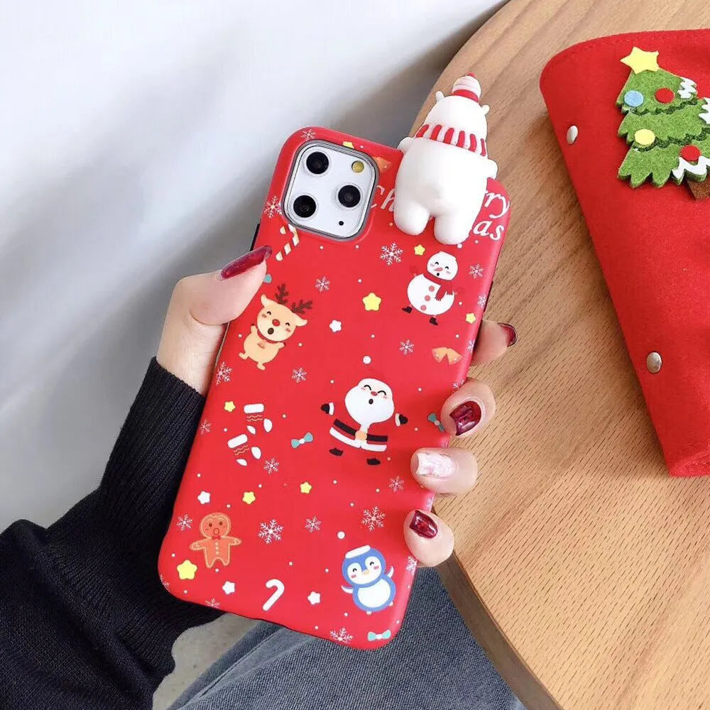 Silicone Christmas back cover case for iPhone in assorted festive colours.