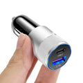 Aluminium alloy mobile phone car charger with ABS housing in black or black silver finish