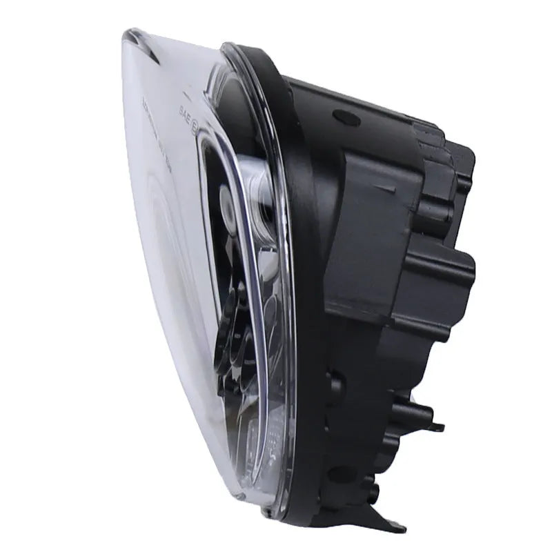 Black motorcycle LED headlight with near and far light, aluminium alloy shell, size 21.4x21x16.5cm