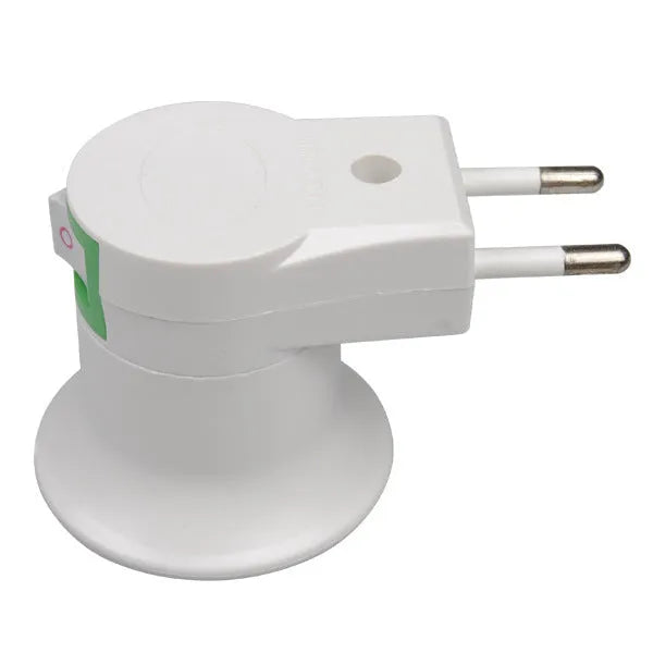 White E27 screw lamp holder with wall plug adapter and inline switch for bulb control