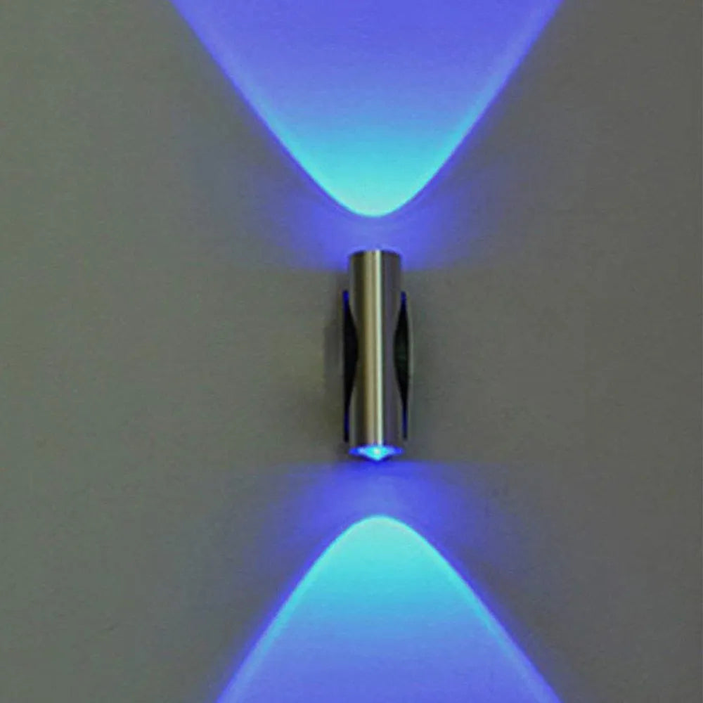 LED double head wall light with aluminium shade in steel colour for corridor installation