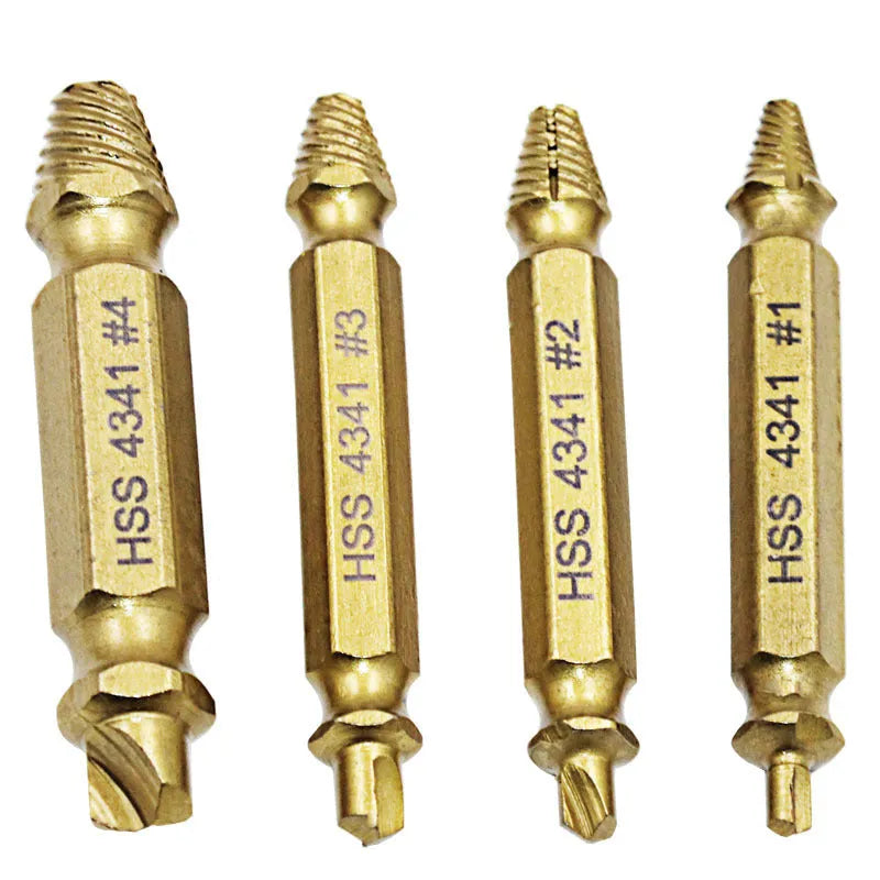 4341 high-speed steel screw extractor set for removing stripped fasteners and nails