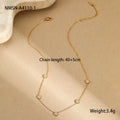 Close-up of a women's geometric fritillary pattern bracelet and necklace set in gold-plated stainless steel.