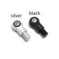 Aluminium motorcycle shock conversion round head in 16mm size shown in black and silver finishes