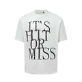 Men's white American letter print cotton blend t-shirt with loose fit pullover style