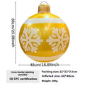 Large red inflatable Christmas ball with flash lights, shown with manual pump, for garden decoration.