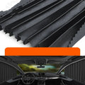 Auto retractable car sunshade in black colour showing roller shutter mechanism